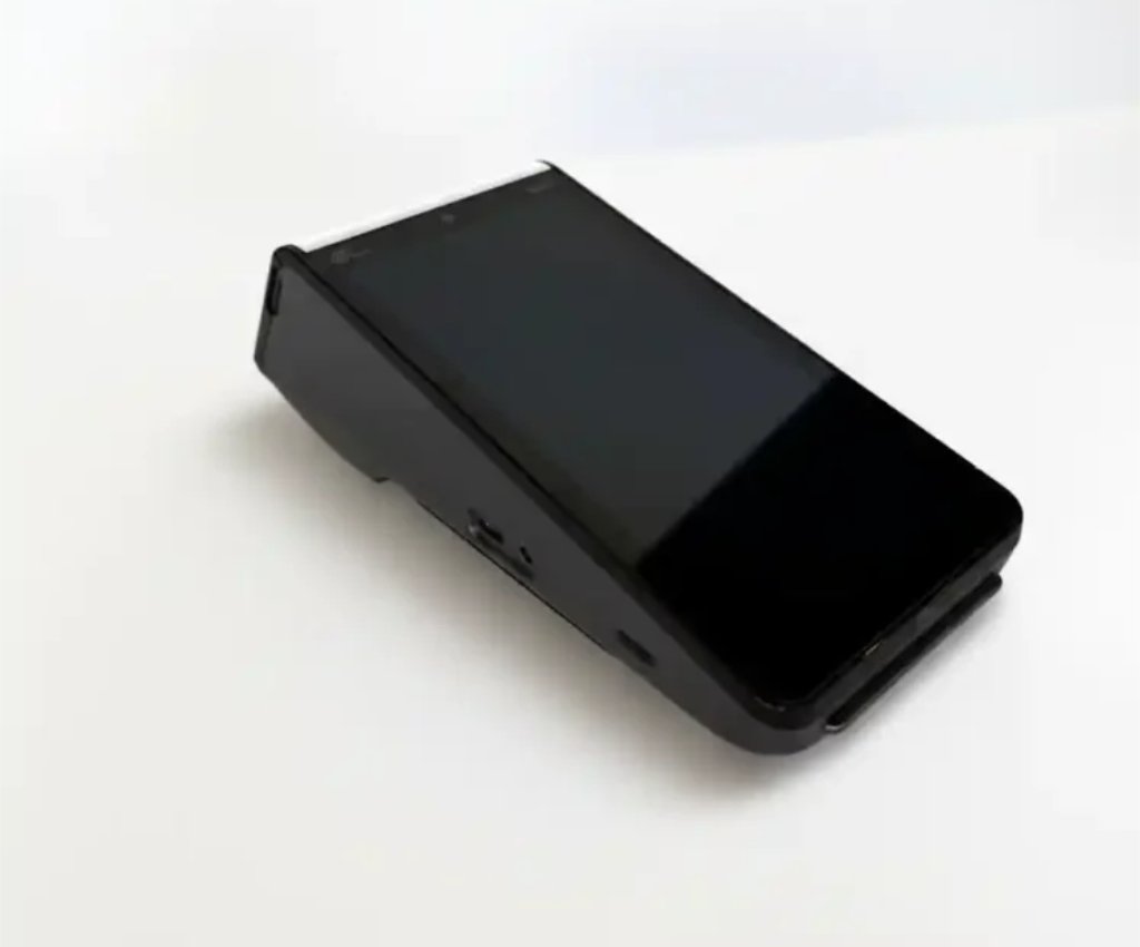 Handheld full service restaurant POS device with touchscreen for tableside ordering, pay-at-table, and reservations.